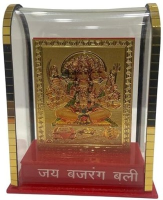 RK Basics Gold Plated Panchmukhi Hanuman Ji in Cabinet Showpieces Decorative Showpiece  -  7 cm(Glass, Red)