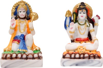 GOLDILUXE Combo of Marble shiva & Hanuman ji for Pooja/Home Decor/ Gifts Decorative Showpiece  -  15 cm(Polyresin, Multicolor)