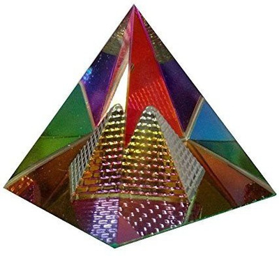 AIR9999 Fengshui Pyramid Crystal Glass Colorful Vatu Pyramid Decorative Showpiece  -  4.5 cm(Glass, Multicolor)