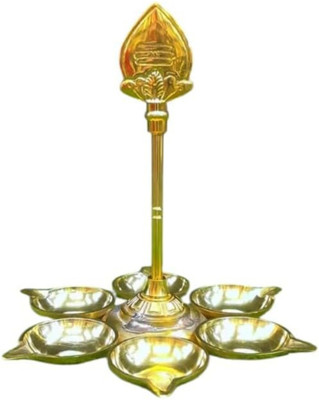KumaranTraders Diya Decorative Showpiece  -  10 cm(Brass, Gold)