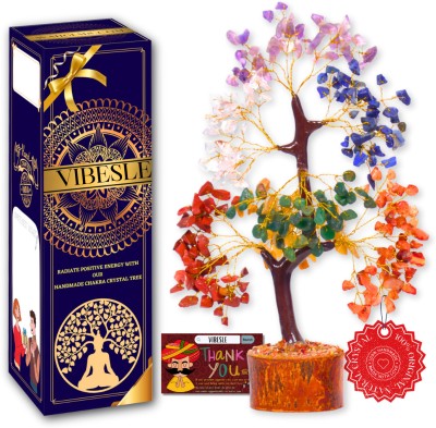 VIBESLE Seven Chakra Tree of Life for Positive Energy feng Shui Crystal Tree Diwali Gift Decorative Showpiece  -  25 cm(Crystal, Wood, Stone, Multicolor)