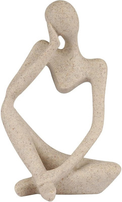 4MYL Abstract Thinker Statue for Home Décor, Modern Sandstone Resin Sculpture Decorative Showpiece  -  12.5 cm(Ceramic, Brown)