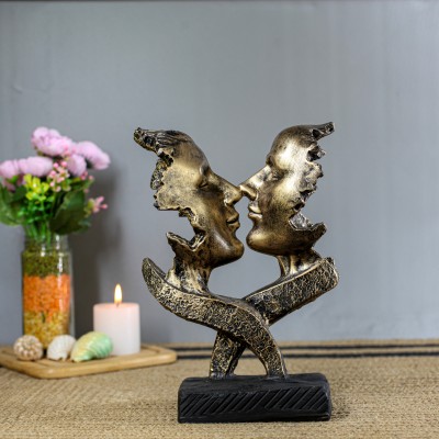 ARTBLITZ Couple kiss Decorative Showpiece Figurine for Home Décor Decorative Showpiece  -  30.48 cm(Polyresin, Gold)