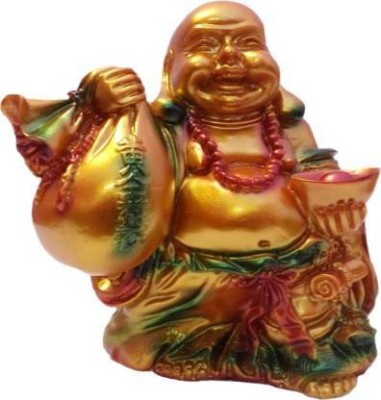 Digital Comm Feng Shui Laughing Buddha Potli Wala Happy Man For Happiness And Money Vastu Decorative Showpiece  -  8 cm(Resin, Multicolor)