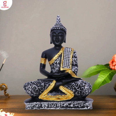GW Creations Beautiful Lord Gautam Buddha Statue Meditating Position for Home Decor Decorative Showpiece  -  16 cm(Polyresin, Silver)