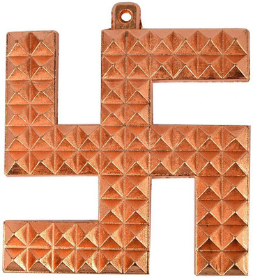 vastu vardan Vastu Copper Swastik (卐) for Door Entrance (4 Inch Approx) Vastu Remedies Decorative Showpiece  -  10.16 cm(Copper, Red)