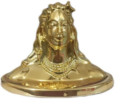 VINIROH Adiyogi Lord Shiv Golden Colour Stautue Home Temple Decore Decorative Showpiece  -  8 cm(Plastic, Gold)