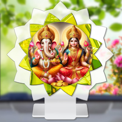 SANBIA Lakshmi Ganesh Laxmi Ganesha Car Dashboard Idol Premium Decorative Showpiece  -  11 cm(Plastic, Multicolor)