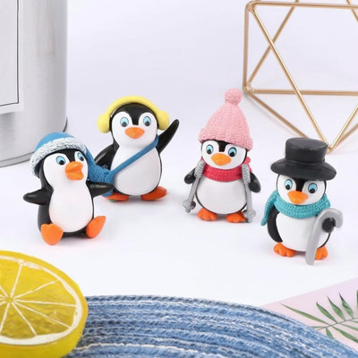 Ascension Set Of 4 Penguin Miniature Decorative Showpiece  -  4.5 cm(Resin, Multicolor)
