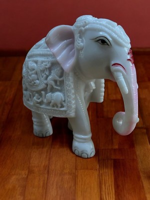 VAMIKA HANDICRAFTS Elephant Statue Decorative Showpiece  -  18 cm(Marble, White)