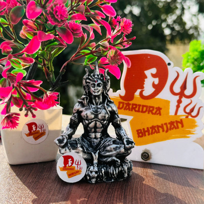 DARIDRA BHANJAN Shiv ji Statue For Pooja I Shiva Idol I Bholenath I Mahakal I Adiyogi | Shankar Decorative Showpiece  -  10 cm(Resin, Silver)