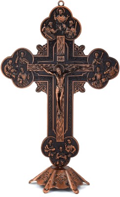 Memoir Brass Super Big One foot Jesus Cross Crucific Christian Home Décor Decorative Showpiece  -  30 cm(Brass, Copper)