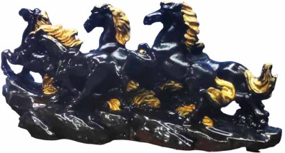 NEALEXKLUSIVE Marble Dust Horse Running for Vastu , Showpiece , Gift Black 9 CM x 19 CM Decorative Showpiece  -  9 cm(Marble, Black)