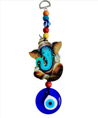 R M ENTERXX NAZAR BATTU WITH GANESH SYMBOL Decorative Showpiece  -  18 cm(Resin, Blue)