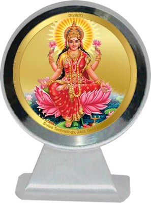 DIVINITI Lakshmi Ji Idol Photo Frame Car Dashboard|24K Gold Plated MCF 1CR Frame Decorative Showpiece  -  11 cm(Metal, Silver)