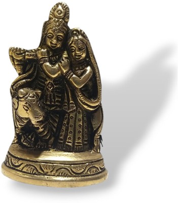 BRASS BLESSING Brass Radha Krishna | Sculpture | For Puja Home Decoration (2660) Decorative Showpiece  -  4 cm(Brass, Multicolor)