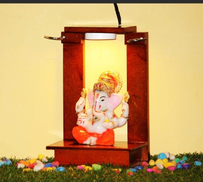BECKON VENTURE Handicrafts Resin Lord Ganesh Statue For Home Decoration|Ganpati idol|statues| Decorative Showpiece  -  27 cm(Polyresin, Orange, White, Brown)