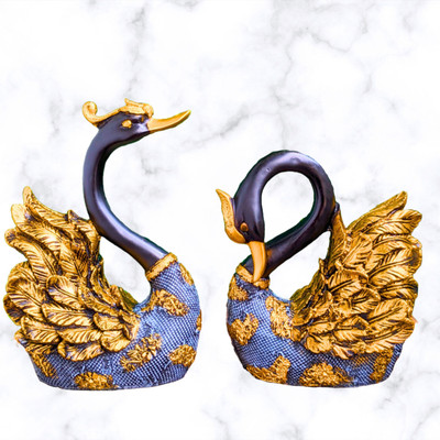 Mdartswork Elegant décor symbolizing love and grace Decorative Showpiece  -  10 cm(Polyresin, Blue, Gold)