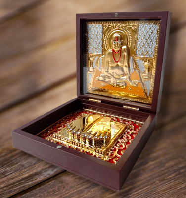 BRASS BLESSING Gold Plated Saint SWAMI SAMARTH Pocket Temple - Best Quality (2649) Decorative Showpiece  -  4 cm(Metal, Multicolor)