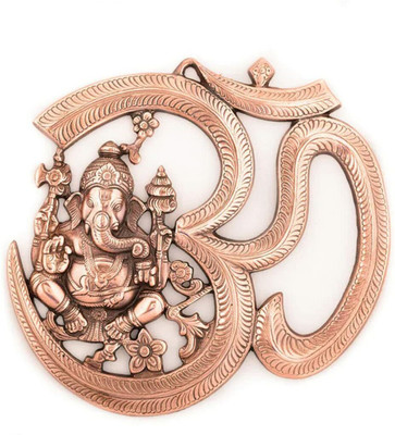 Cristavista Handicraft Wall Hanging Om Ganesha Decor Showpiece Entrance Door Pack of 1-Brown Decorative Showpiece  -  3 cm(Aluminium, Brown)