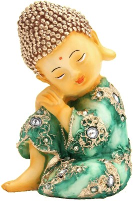 BECKON VENTURE Transcendent Resin Buddha Idol Statue Showpiece: Embodying Peace & Enlightenment Decorative Showpiece  -  17.78 cm(Polyresin, Green)