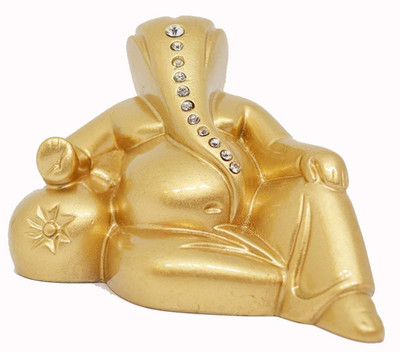 Vital Creations Beautiful Ganesha, Ganesh, Ganpati Murti Idol Statue Sculpture for car Decorative Showpiece  -  7 cm(Ceramic, Gold)