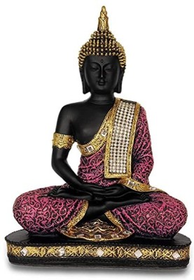 SN Handicrafts Polyresin Sitting Buddha Idol Statue Showpiece for Home Decor Decorative Showpiece  -  23 cm(Polyresin, Pink)