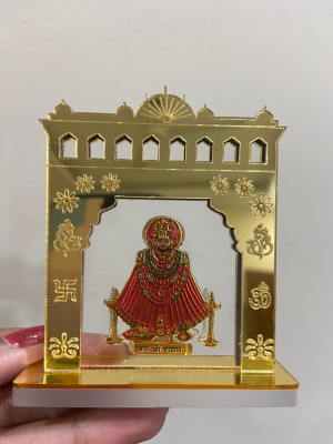 Ride2joy Shree Khatu Shyam Ji Toran Dwaar for var dashboard Decorative Showpiece  -  9 cm(Glass, Gold)