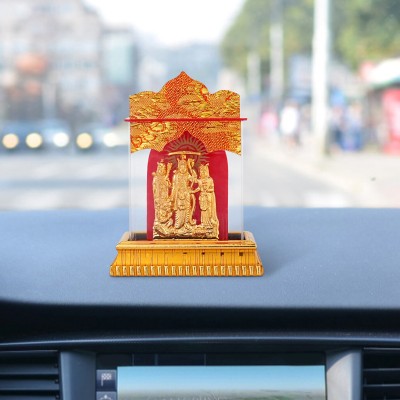 handmade lane Gold Plated Ram Sita Laxman Hanuman (Ram Darbar) Statue for Home|Temple|Office Decorative Showpiece  -  10 cm(Plastic, Gold, Red)