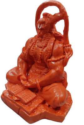 ANI DIVINE Hanuman Idol Dhyan Mudra Meditation Bajrangbali Bhagwan Statue Decorative Showpiece  -  12 cm(Resin, Orange)