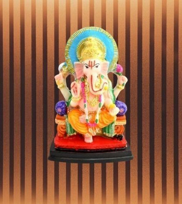 Mannugift GANESH RESIN Decorative Showpiece  -  12 cm(Polyresin, Multicolor)