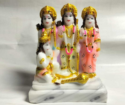 NEETU Ram Darbar Idol Showpiece Hindu Religious Idols Ram Sita Laxman Hanuman Decorative Showpiece  -  10.16 cm(Marble, Multicolor)