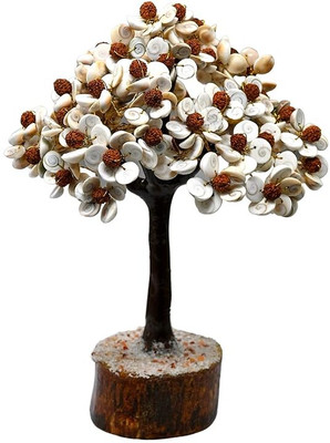 pujahome Rudraksha and Gomti Chakra Tree with Rudraksha Beads with 250 Beads Decorative Showpiece  -  10 cm(Stone, Multicolor)