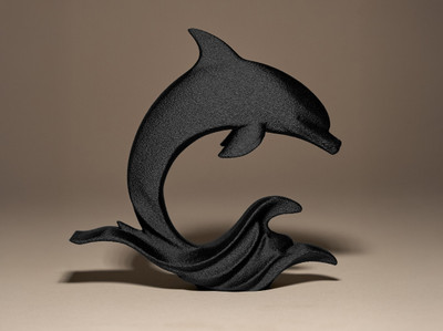 neoforge Contemporary Dolphin Wave Figurine Decorative Showpiece  -  15 cm(Plastic, Black)