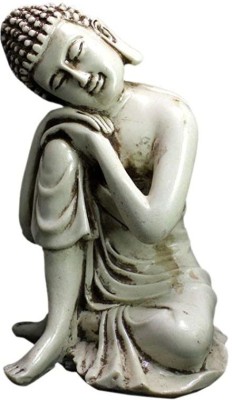 SHIVAM ELECTRONICSN Lord Buddha Resting on Knee Polyresin Statue Decorative Showpiece  -  15 cm(Polyresin, White)