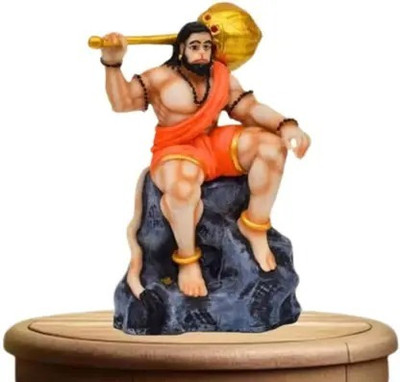 LAKHI HANDICRAFT Hanuman ji Hindu Lord |Hanuman Marble Statue for Home Temple, Decorative Showpiece  -  12 cm(Polyresin, Orange)
