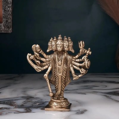 Shoppingrox Panchmukhi Hanuman God Idol | Brass | Yellow Colour - 14 cm Decorative Showpiece  -  14 cm(Brass, Yellow)