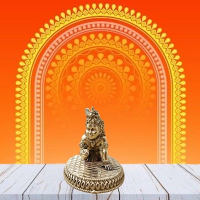 Krishna Art KRISHNA ART brass metal ladoo gopal idol Decorative Showpiece  -  7.5 cm(Brass, Gold)