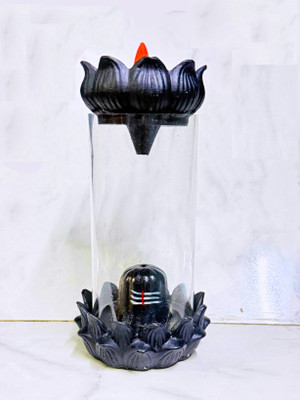 AVshiv Shivling Backflow Smoke Fountain, Dropping Smoke Shiva Statue with 10 Decorative Showpiece  -  20 cm(Ceramic, Glass, Black)