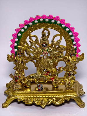 Pital Murti Industry Durga Maa Brass Idol | Golden Finish Decorative Murti for Home Temple | 8 Inch Decorative Showpiece  -  20.32 cm(Brass, Gold)