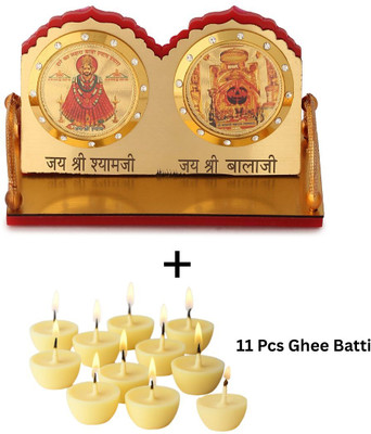 DivColl Khatu Shyam Ji & Balaji Dual Frame Combo with 11 Pc Ghee Batti for Home & Pooja Decorative Showpiece  -  20 cm(Polyresin, Multicolor)