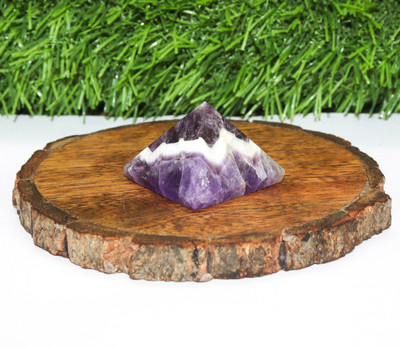 EXCEL Purple Amethyst Healing Reiki Crystal Meditation Pyramid Positive Energy Stone Decorative Showpiece  -  3.5 cm(Crystal, Purple)