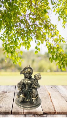 Suthar's Hanuman Ji Murti Blessing with Gada Sitting Lord Bajrangbali Sankat Mochan Decorative Showpiece  -  8 cm(Resin, Brown)