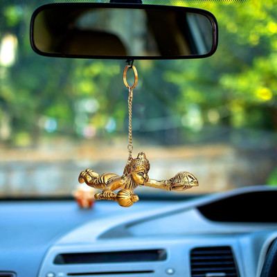 Chhariya Crafts Metal Hanuman ji Murti / Bajrangbali Murti Hanging Gift Item Decorative Showpiece  -  12 cm(Metal, Gold)