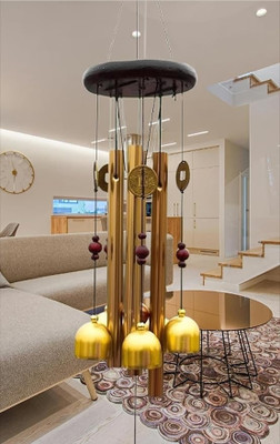 GIFT VIBE WINDCHIME WALL HANGING DECORATIVE ITEMS HOME DECOR GIFT ITEM FANG SHUI SHOWPIECE Decorative Showpiece  -  20 cm(Metal, Yellow)