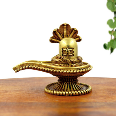 STARLIGHT Gold Plated Shivling Idol – Metal Murti for Temple & Home Decorative Showpiece  -  10.16 cm(Brass, Gold)