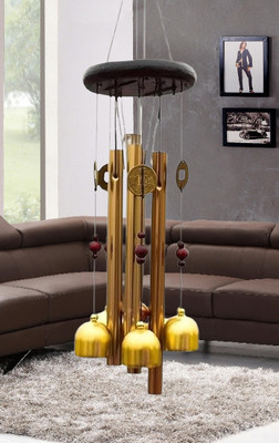 GIFT VIBE WIND CHIME WALL HANGING DECORATIVE ITEMS SHOWPIECE GIFT ITEMS HOME DECOR BALCONY Decorative Showpiece  -  20 cm(Metal, Yellow)