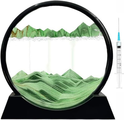 VIVID Moving Sands Art Picture 3D Dynamic Deep Sea Sand-scape 4inch Decorative Showpiece  -  4 cm(Glass, Green)