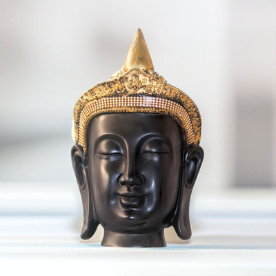 Flipkart SmartBuy Elegant Resin Buddha Statue Showpiece For Home Decor Show pieces Gift Items Decorative Showpiece  -  30 cm(Polyresin, Black)