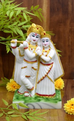 VIVARS CRAFT Lord Krishna Idol with Flute Statue Figurine Decorative Showpiece Decorative Showpiece  -  27 cm(Polyresin, White, Gold)
